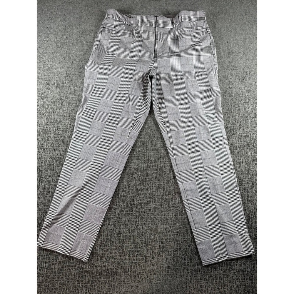 Banana Republic Sloan Pants Womens 8 Gray Glen Plaid Ankle Trousers Stretch